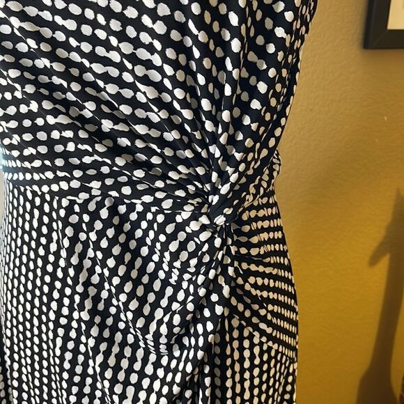 212 COLLECTION Women's Gathered Twist Drape BLACK & WHITE POLKA DOT DRESS, SZ M - Picture 5 of 7